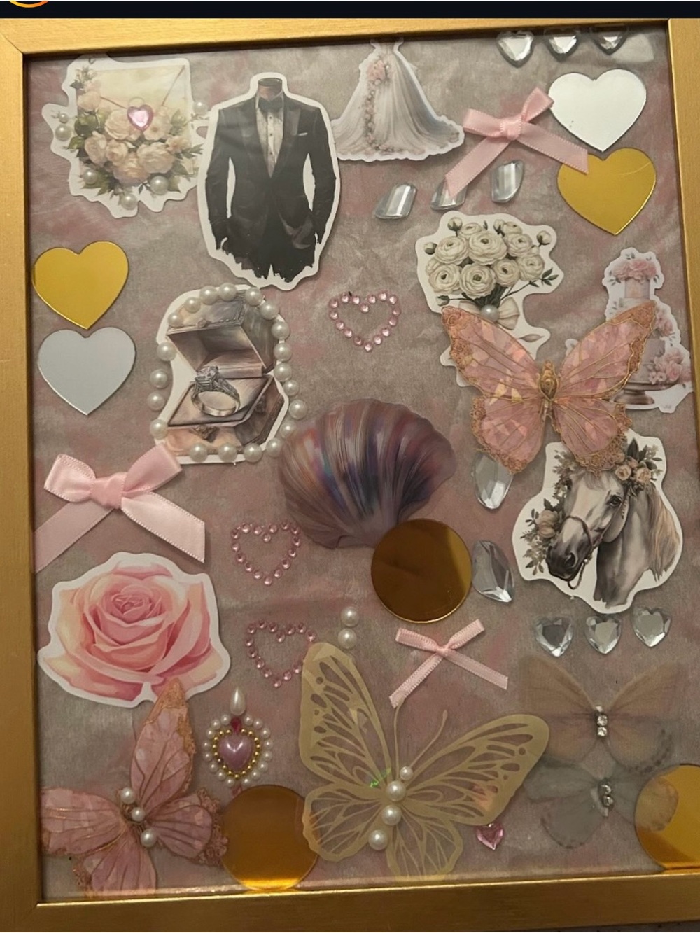 Decorative Pink & Gold Butterfly Wall Art - Unbranded manifestation board